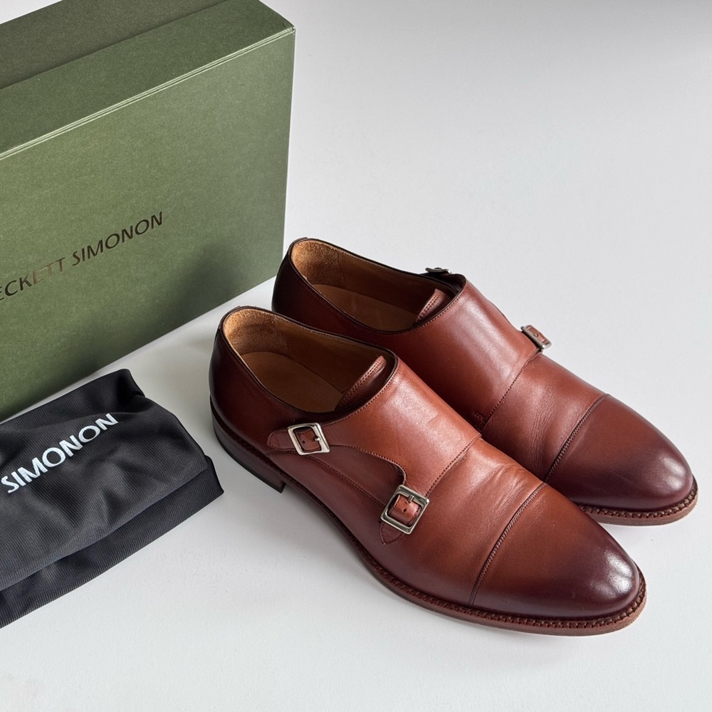 Beckett Simonon Hoyt Monk Strap Tan Size 10 Dress shoe
